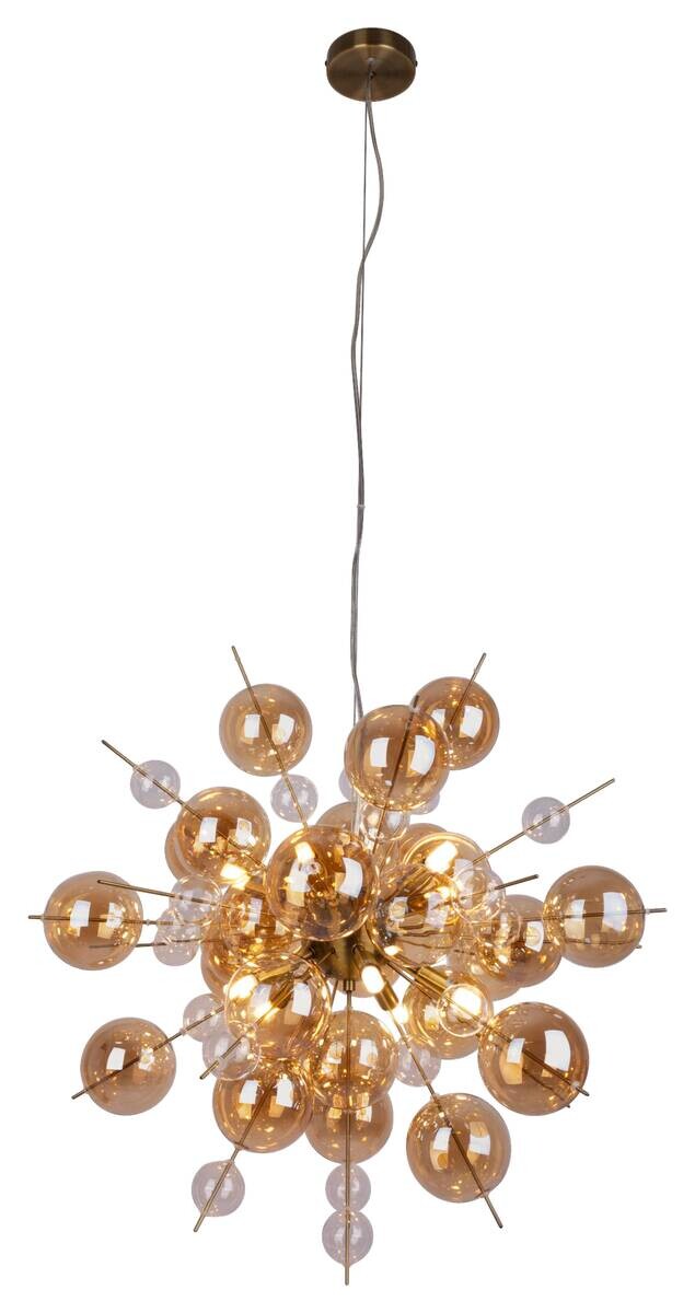 Näve Leuchten Pendelleuchte amber Glas Metall B/H/T/D: ca. 65x150x65x65 cm G9 10 Brennstellen