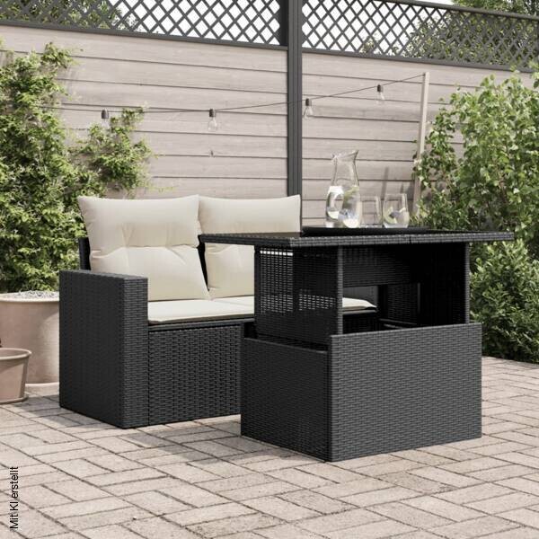 vidaXL Gartentisch schwarz Glas B/H/L: ca. 55x73x100 cm