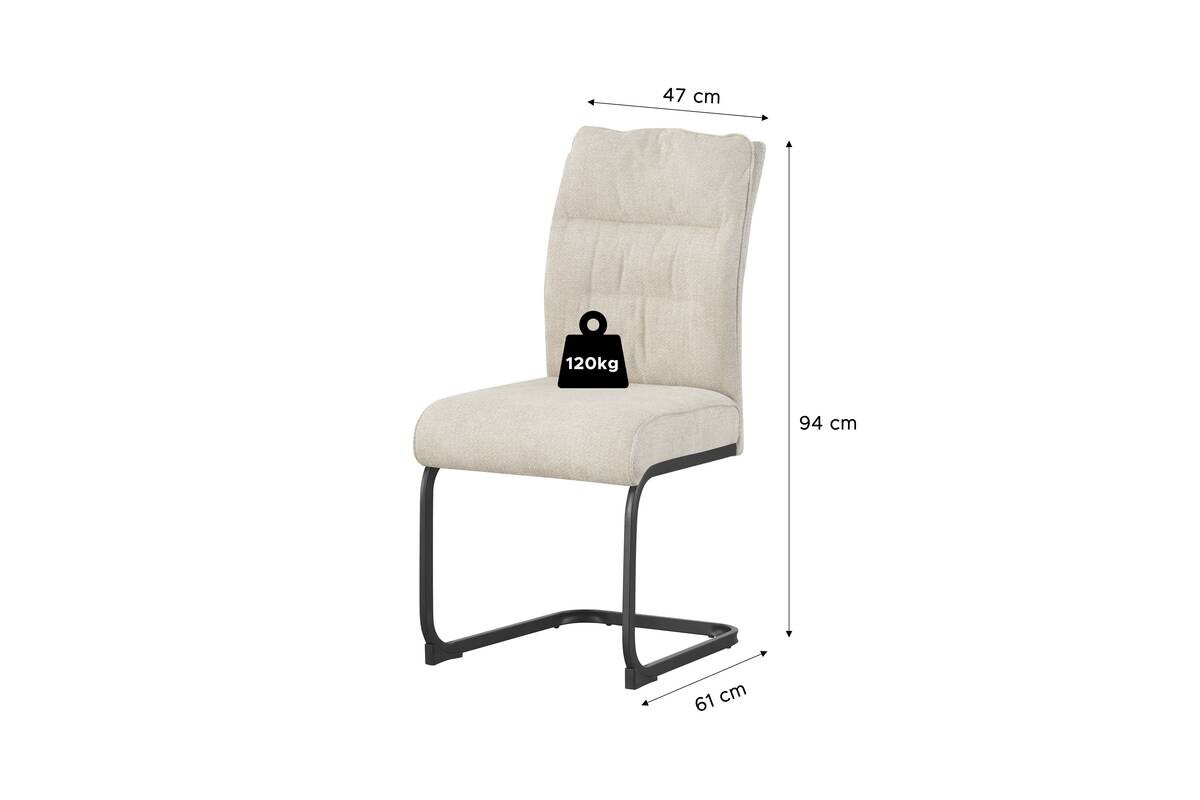 Schwingstuhl FRIEDA, 2er Set creme schwarz B/H/T: ca. 47x94x61 cm