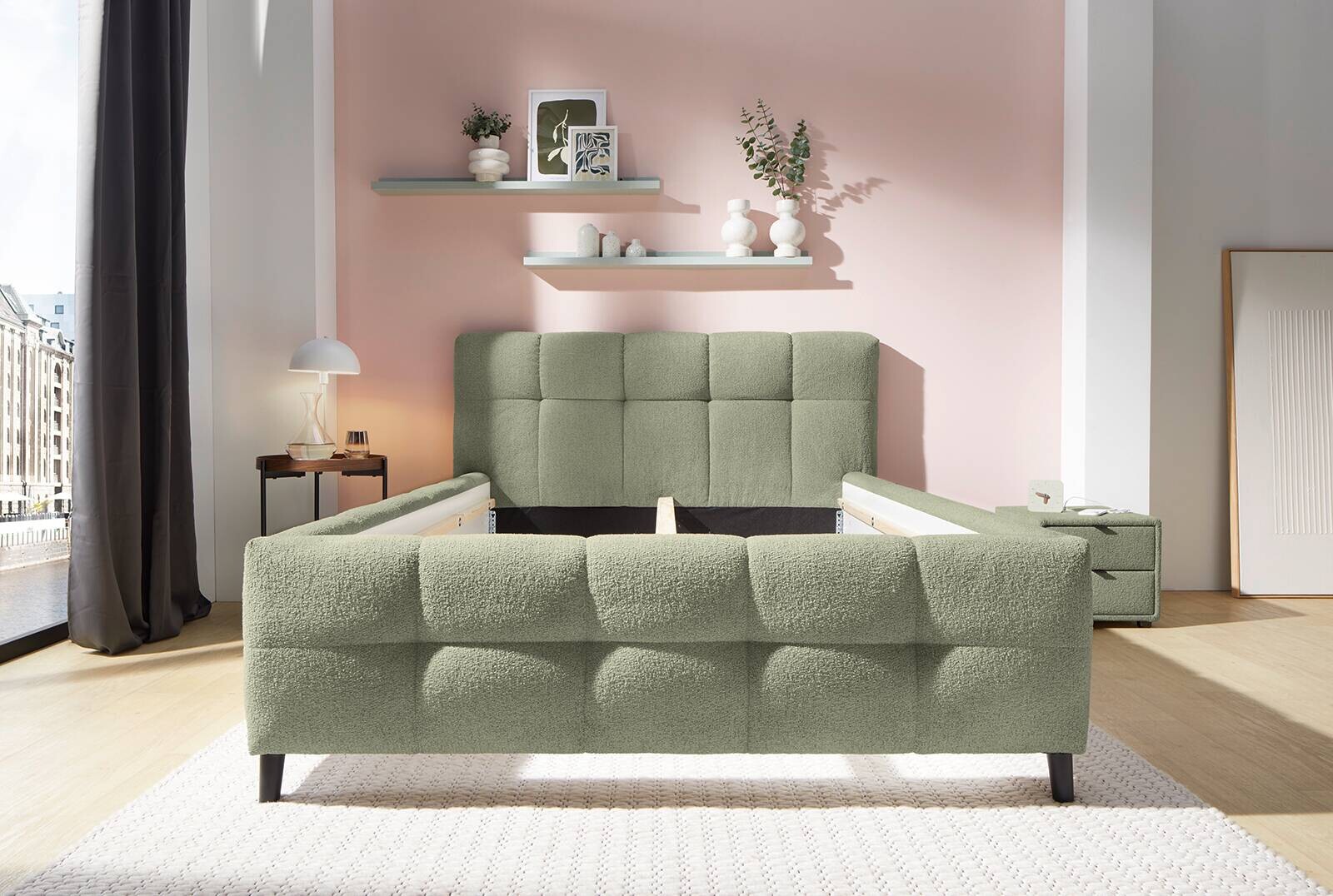 Polsterbettgestell grün Polyester Liegefläche B/L: ca. 140x200 cm