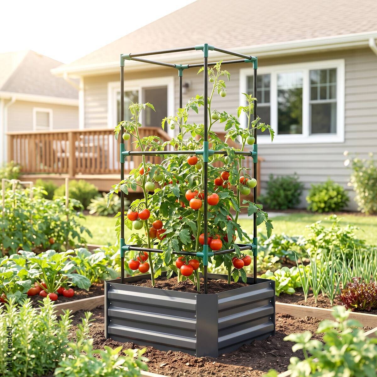 Outsunny Hochbeet mit Rankgitter dunkelgrau B/H/T/L: ca. 61x140x61x61 cm