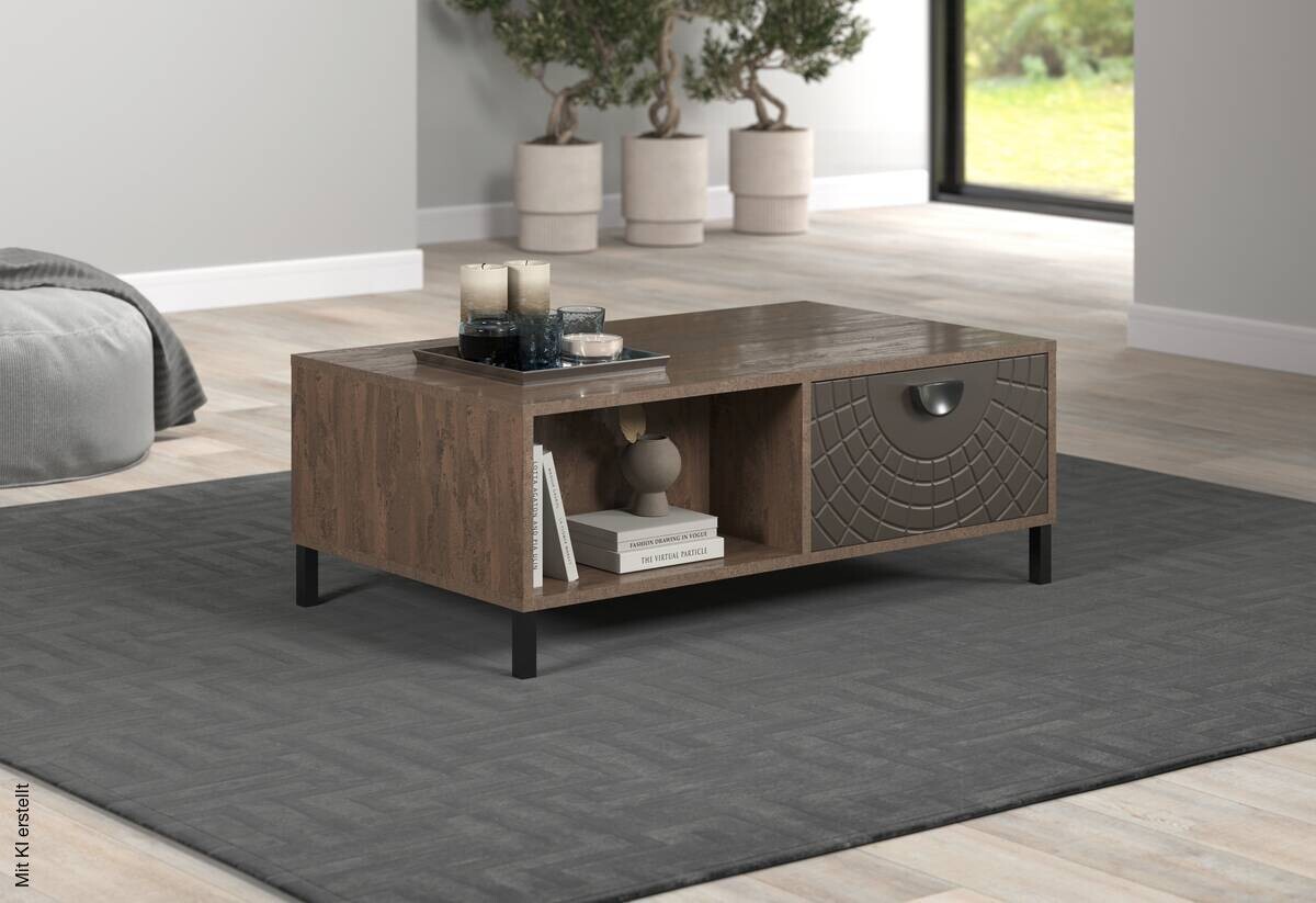Couchtisch Fusion Eiche dunkel Nachbildung bronze Optik B/H/T: ca. 110x37x60 cm