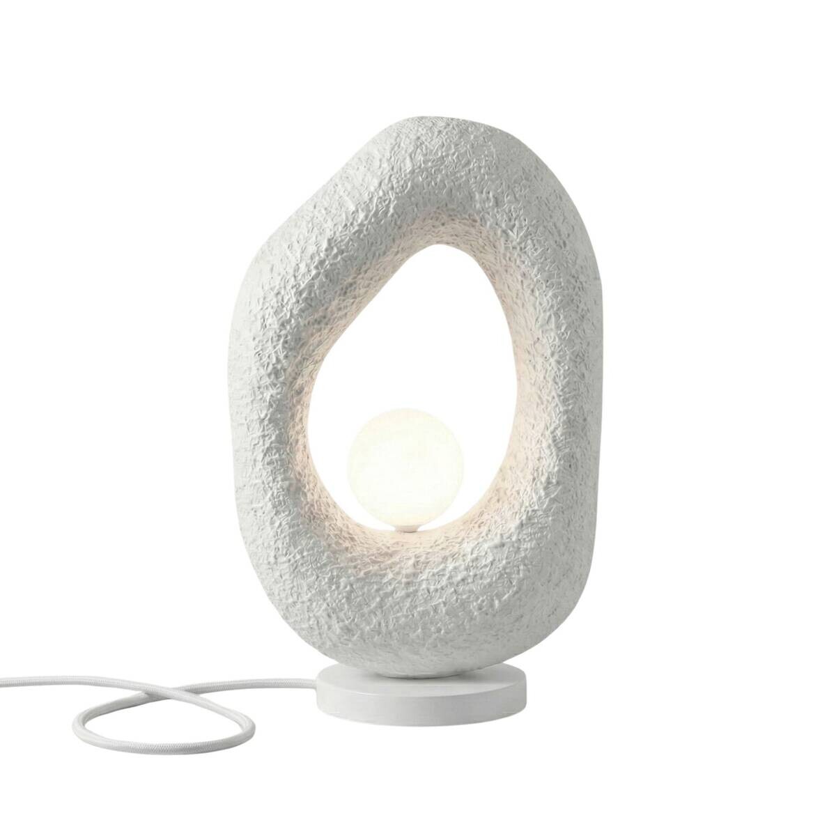 Tischleuchte weiß Fiberglas Metall B/H/T/L: ca. 30x50x30x17 cm G9 1 Brennstellen