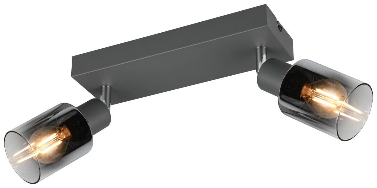 Reality Spot 2-flg. Cadiz anthrazit Glas Metall B/H/L/D: ca. 27,5x17x8,5x7 cm E14 2 Brennstellen