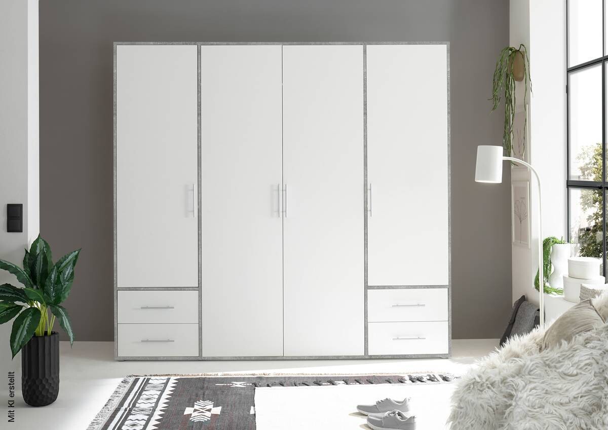 Kleiderschrank Valencia Beton Optik B/H/T: ca. 206x195x60 cm