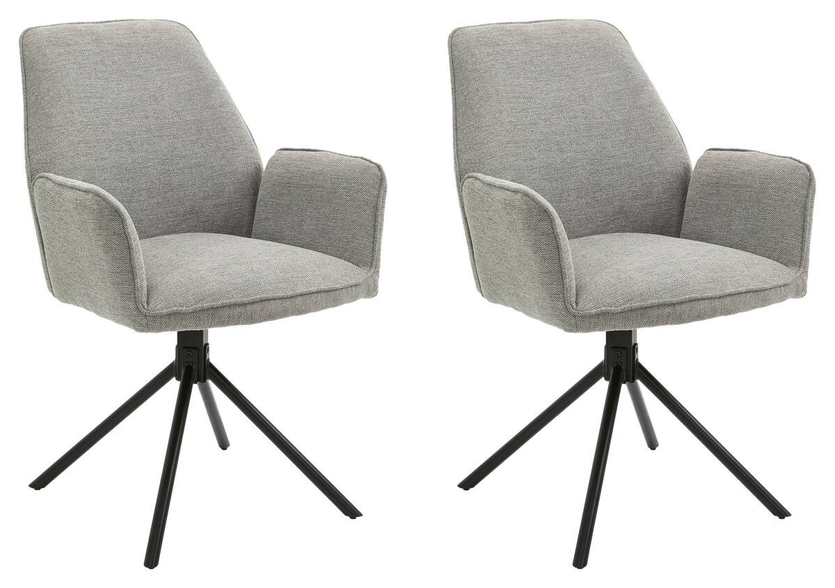 Stuhl BLAIR 2er-Set hellgrau schwarz Webstoff Metall B/H/T: ca. 57x89x61 cm