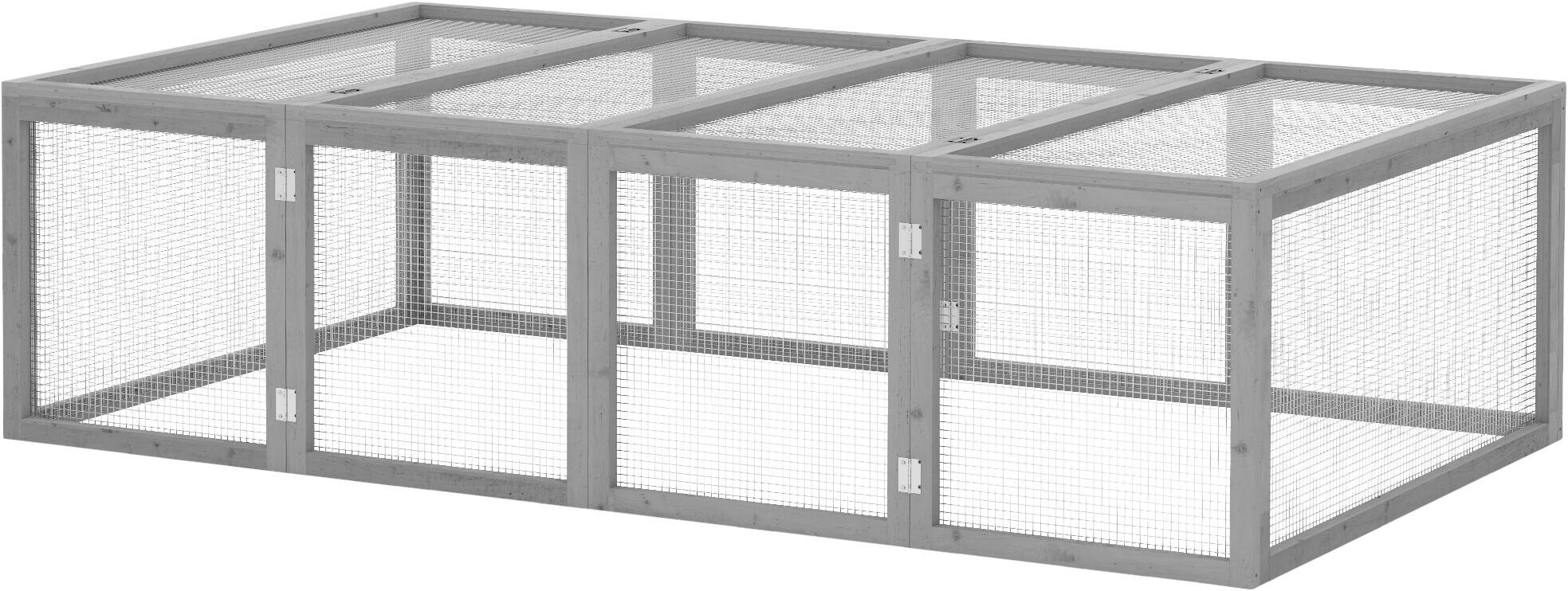 PawHut Kleintiergehege grau Holz B/H/L: ca. 100x48x181 cm