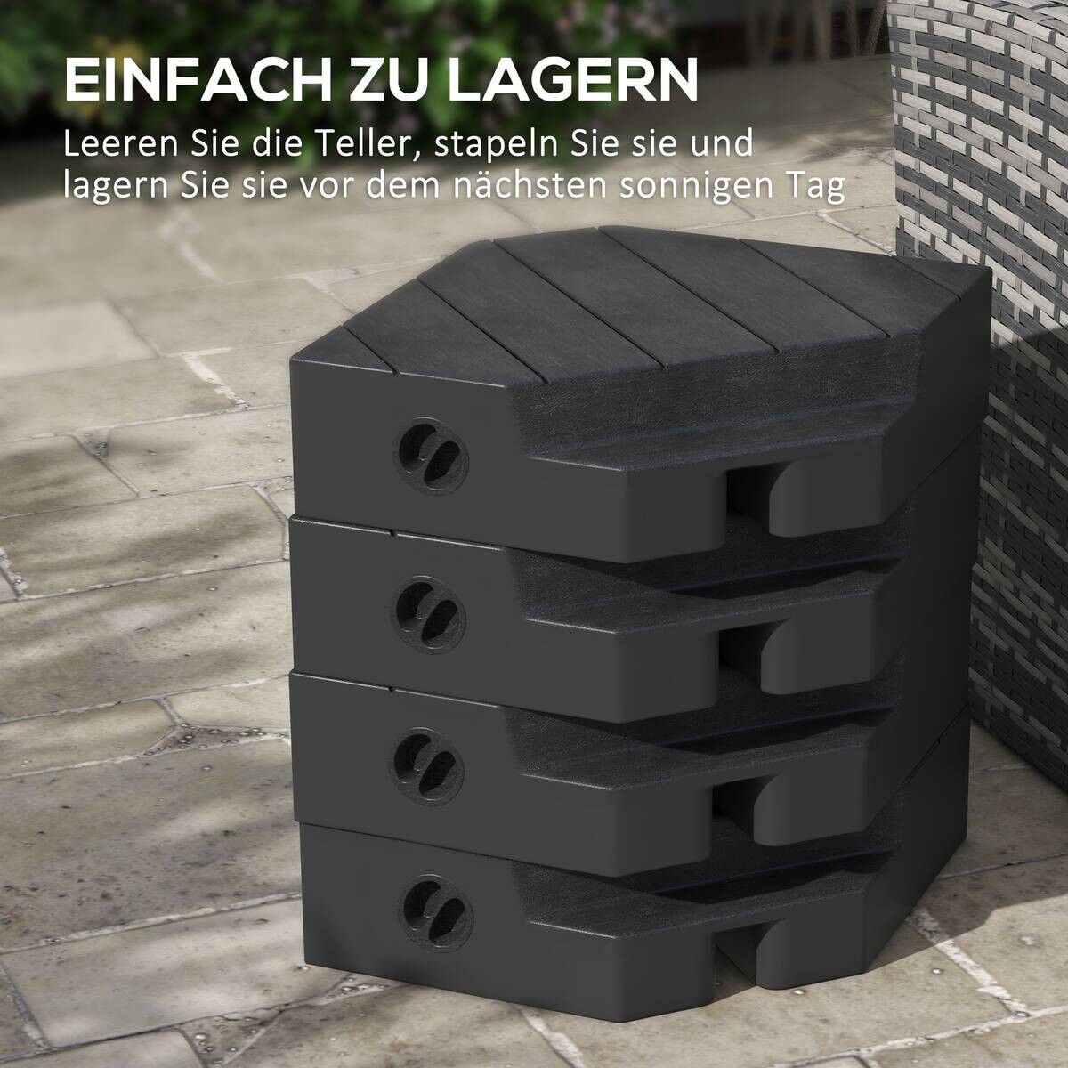 Outsunny Schirmgewichte schwarz Kunststoff B/H/L: ca. 80x13x80 cm