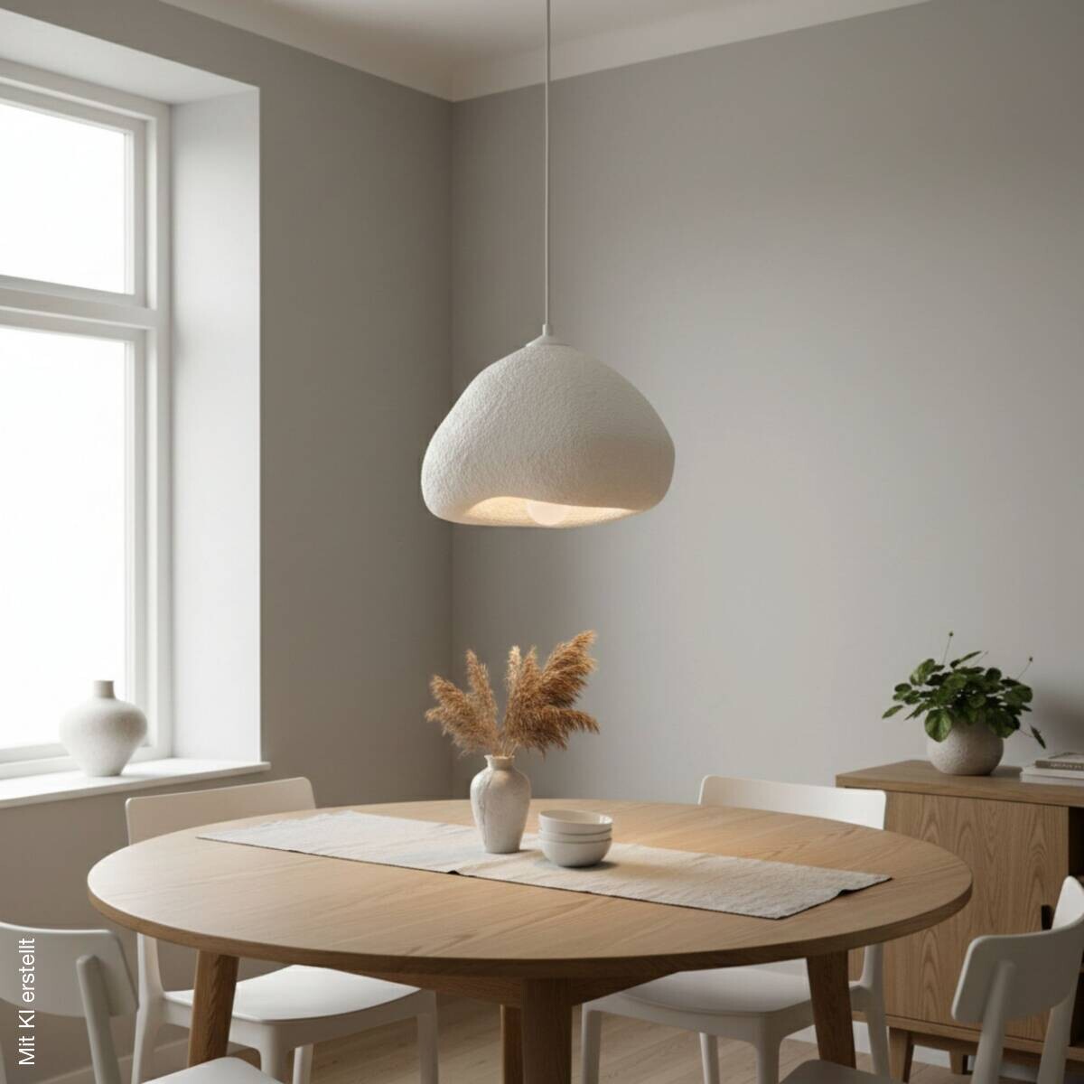 Opviq Pendelleuchte weiß Fiberglas Metall B/T/L: ca. 32x28x32 cm E27 1 Brennstellen