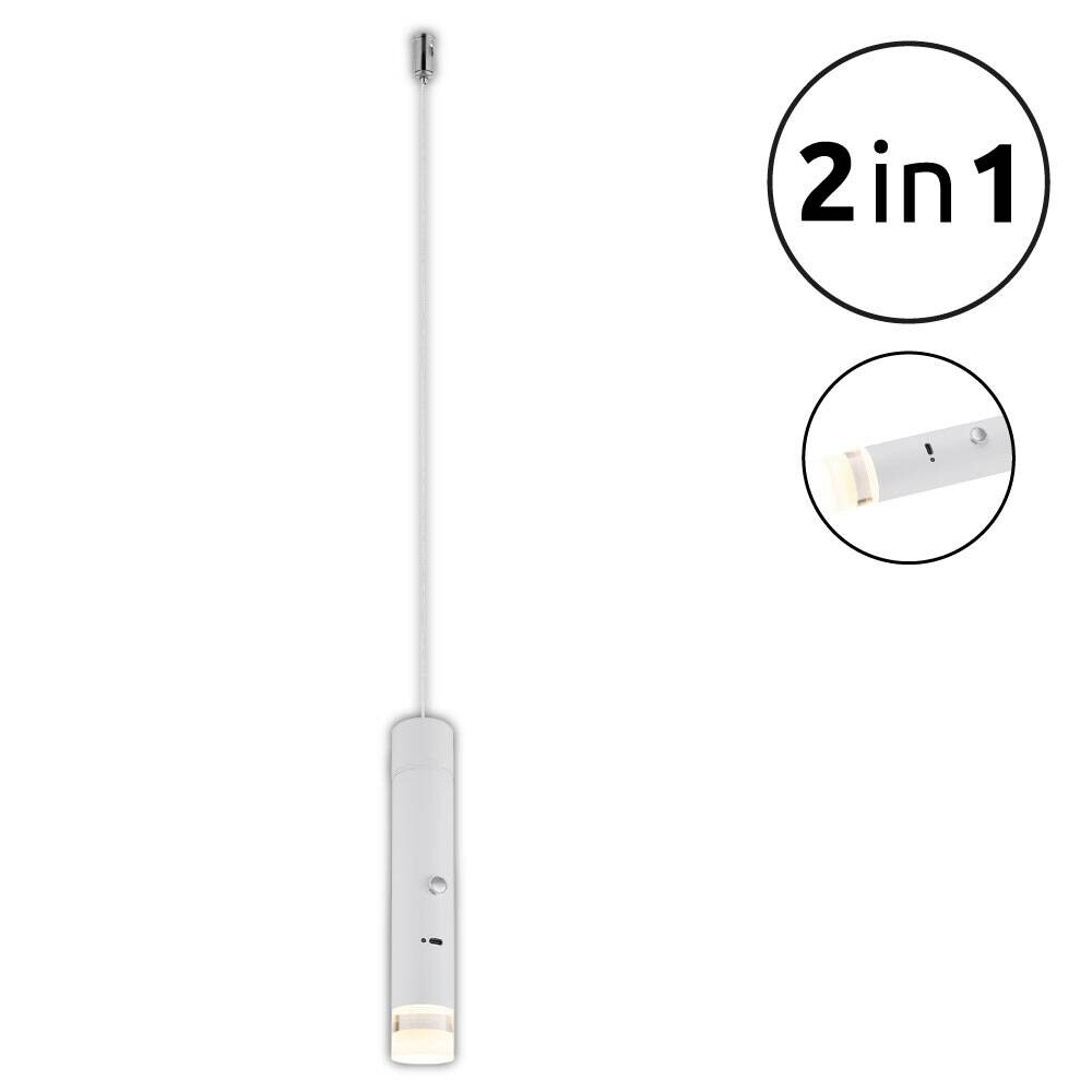 GLOBO LED-Hängeleuchte weiß klar Metall Acryl H/D: ca. 120x3,8 cm 1.0 Brennstellen