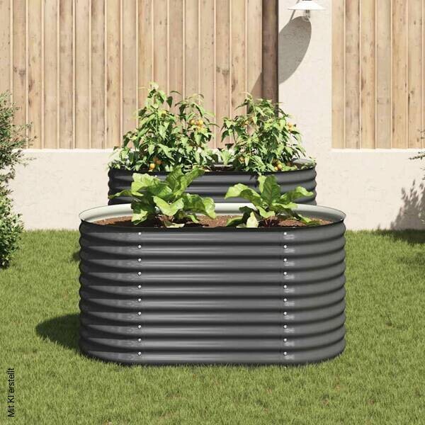Garten-Hochbeet grau Stahl B/H/L: ca. 80x81x160 cm