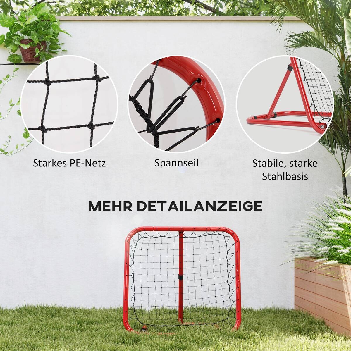 HOMCOM Fußball Rebounder rot Polyethylen B/H/L: ca. 84x75x78 cm
