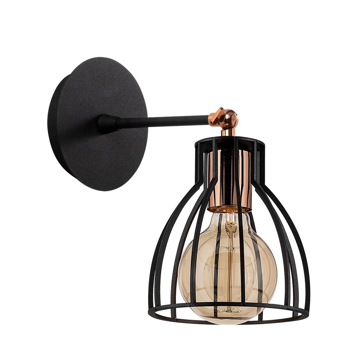 Opviq Wandleuchte Kemah schwarz bronze Metall B/H/T/L/D: ca. 15x24x15x15x15 cm E27 1 Brennstellen