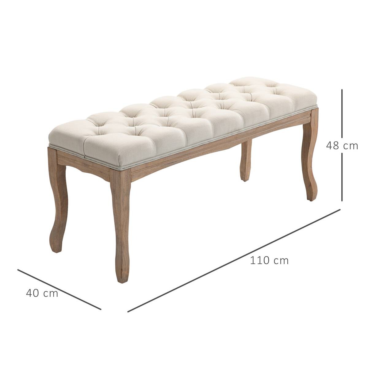 Polsterbank 837-178BG beige B/H/T: ca. 110x48x40 cm