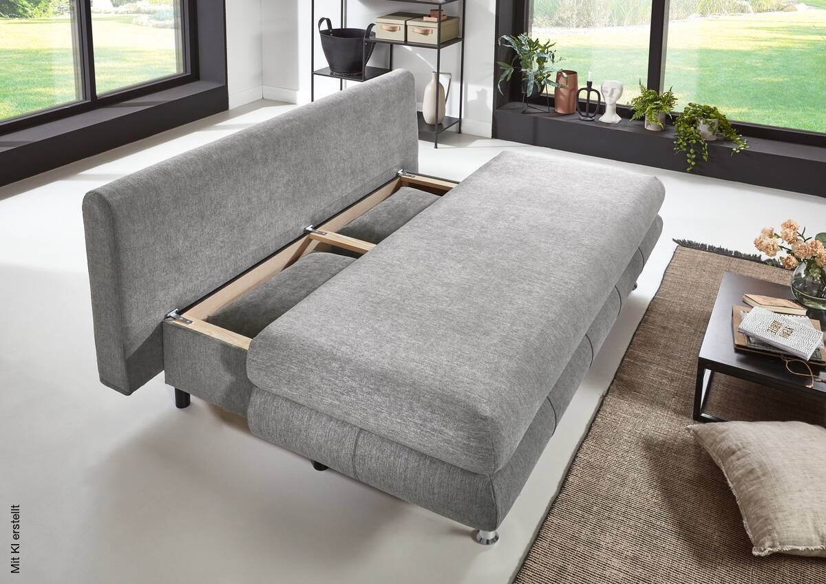 Schlafsofa Benfeld grau Microfaser B/H/T: ca. 190x93x92 cm