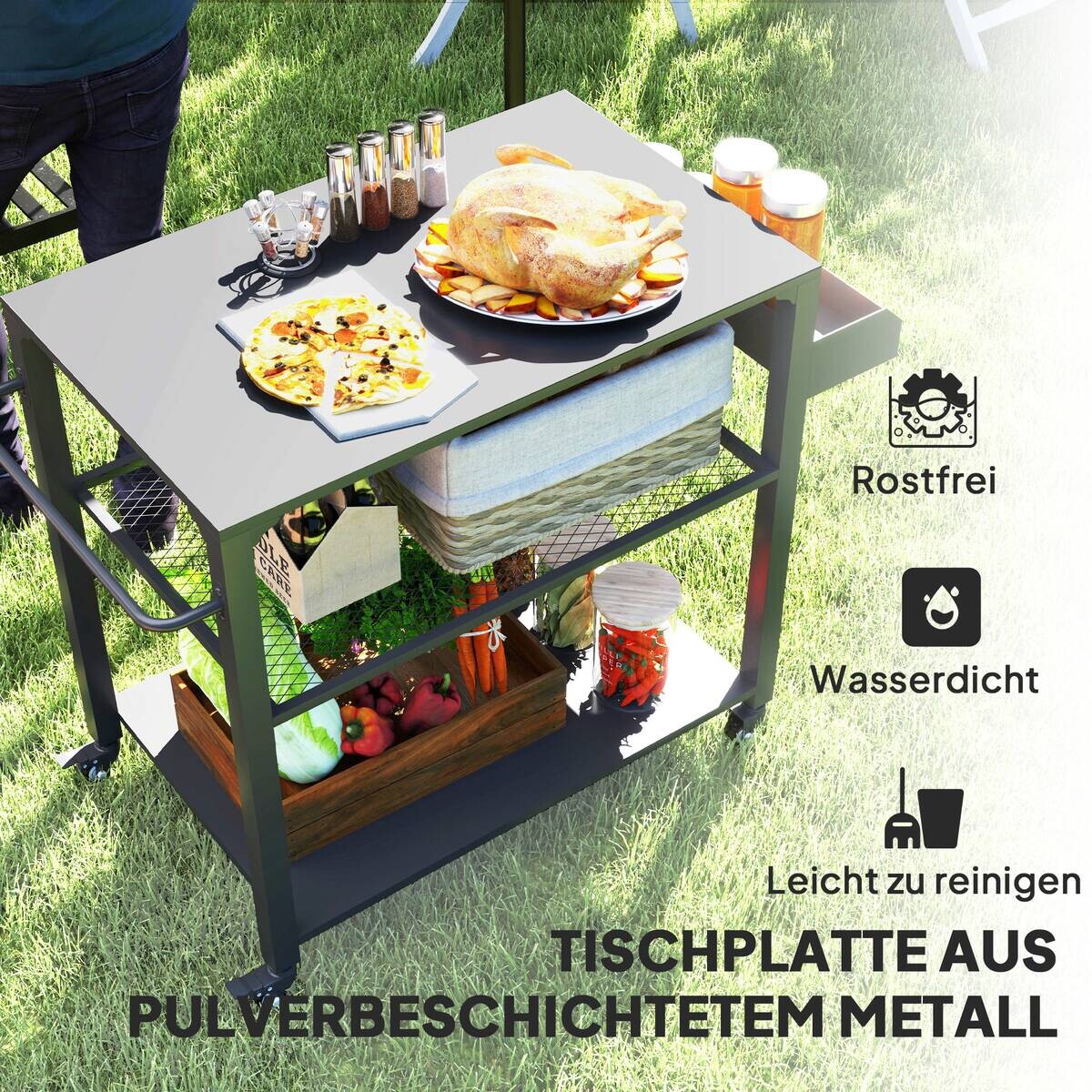 Outsunny Grillwagen Metall B/H/L: ca. 50x79x105 cm