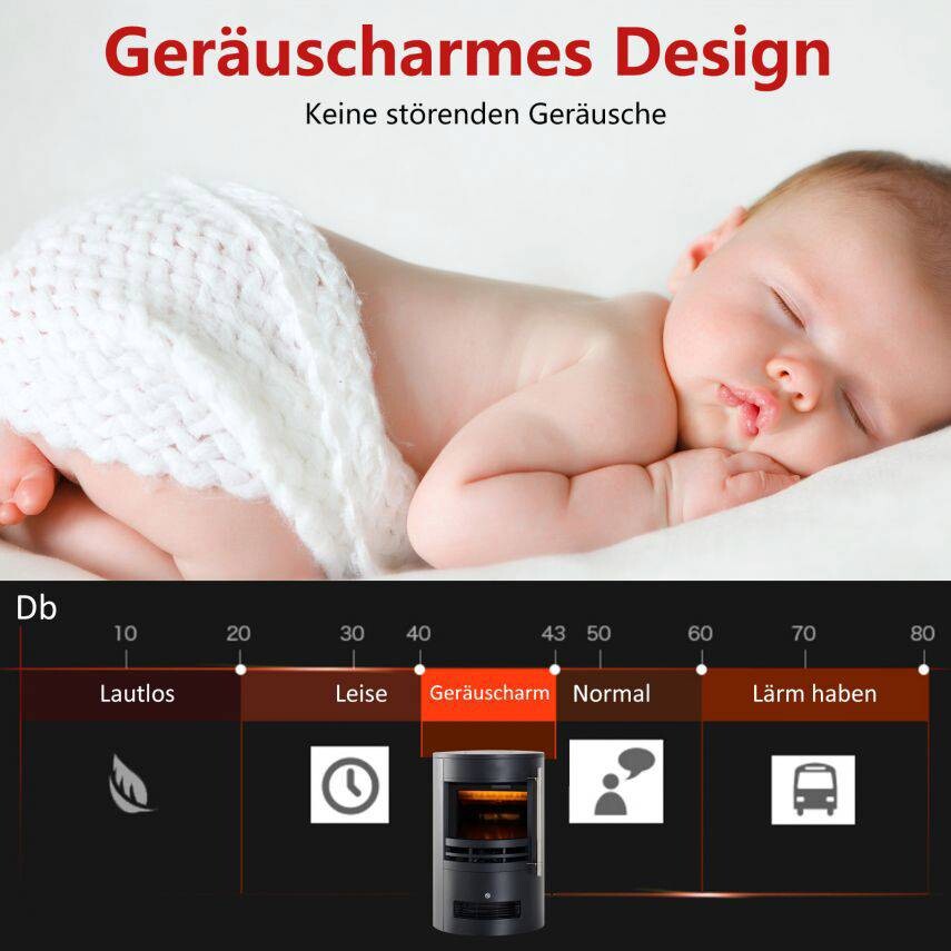HOMCOM Elektrischer-Kamin 820-087 schwarz Eisen Kunststoff Glas B/H/T: ca. 41x64,5x41 cm ca. 1800 W