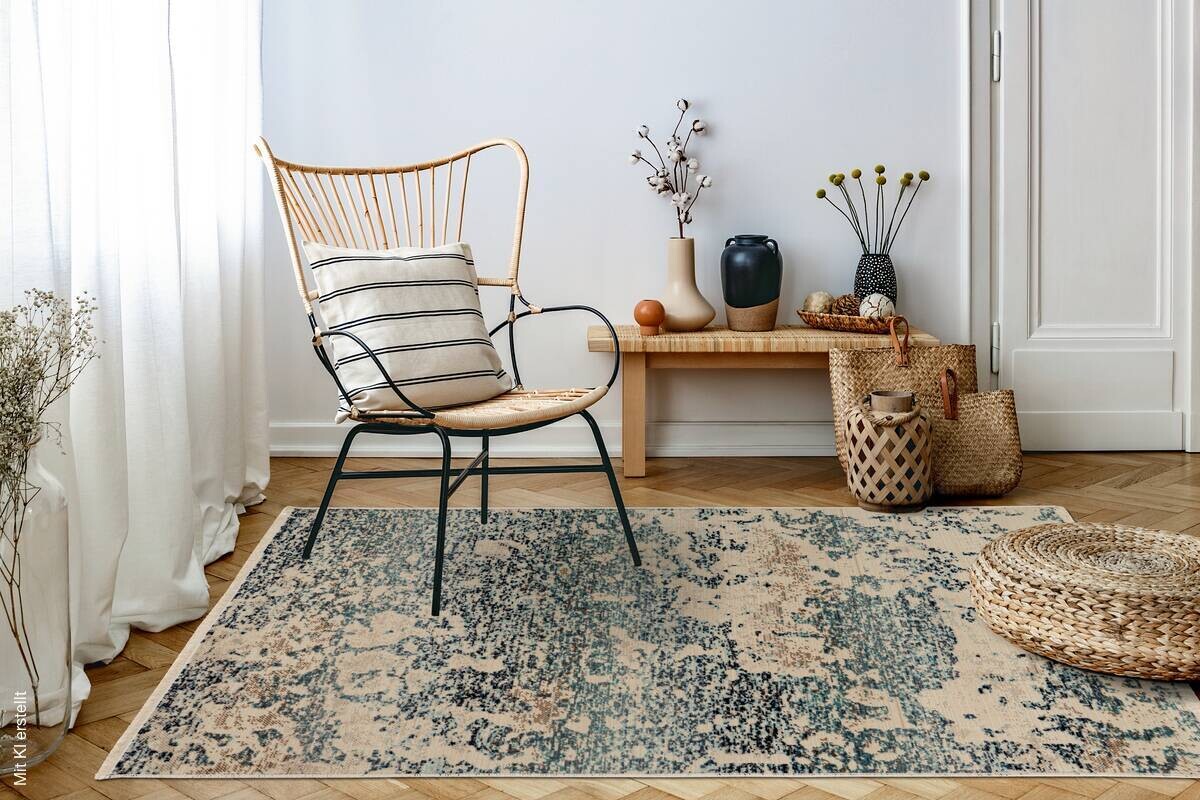 Kayoom Kurzflorteppich Charin 325 blau B/H/L: ca. 80x0,35x150 cm