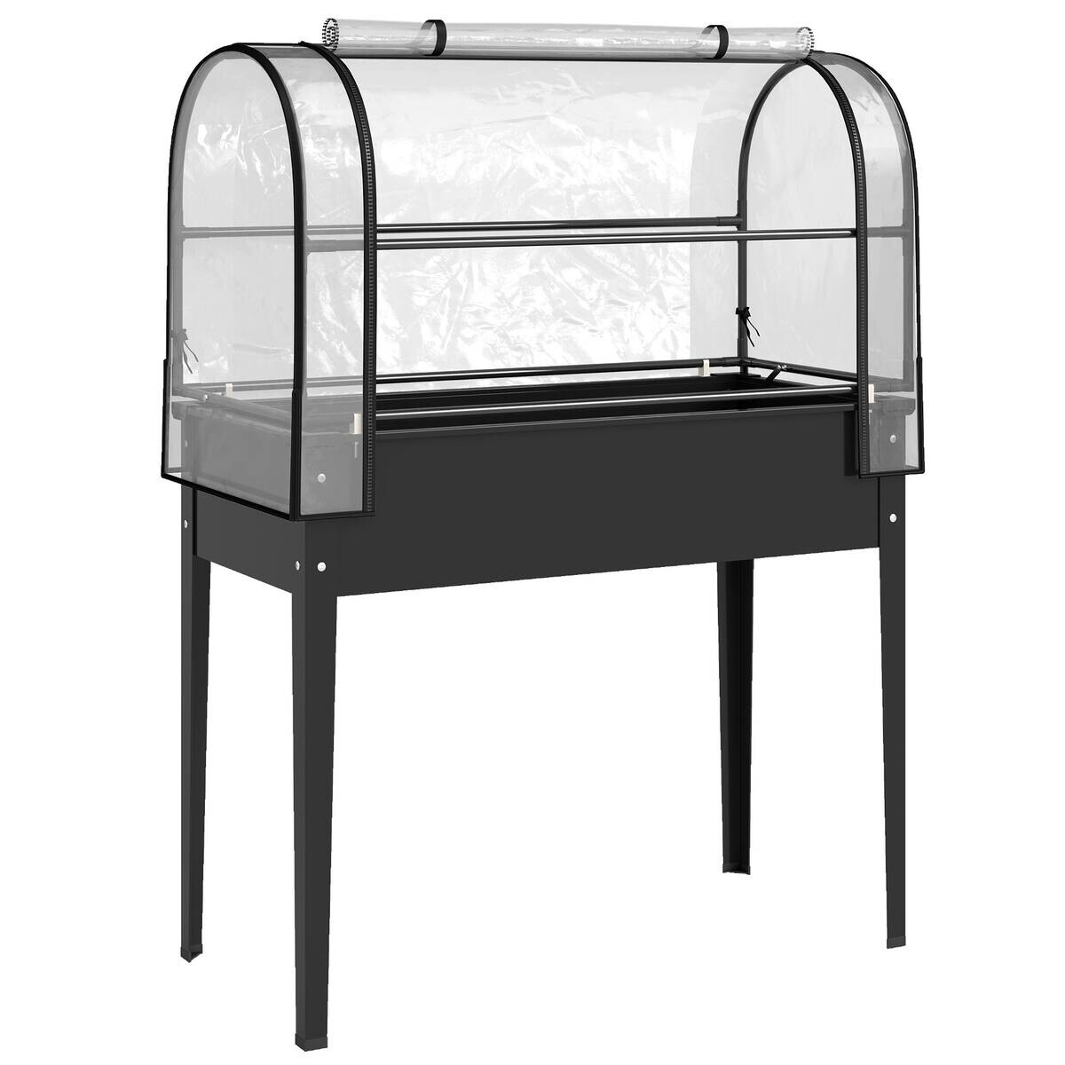Outsunny Hochbeet mit Gewächshaus schwarz Kunststoff B/H/T/L: ca. 49x136x49x100 cm