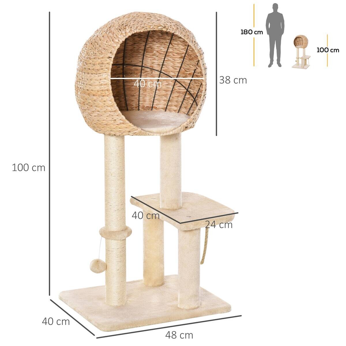 PawHut Kratzbaum beige Polypropylen B/H/L: ca. 40x48x100 cm