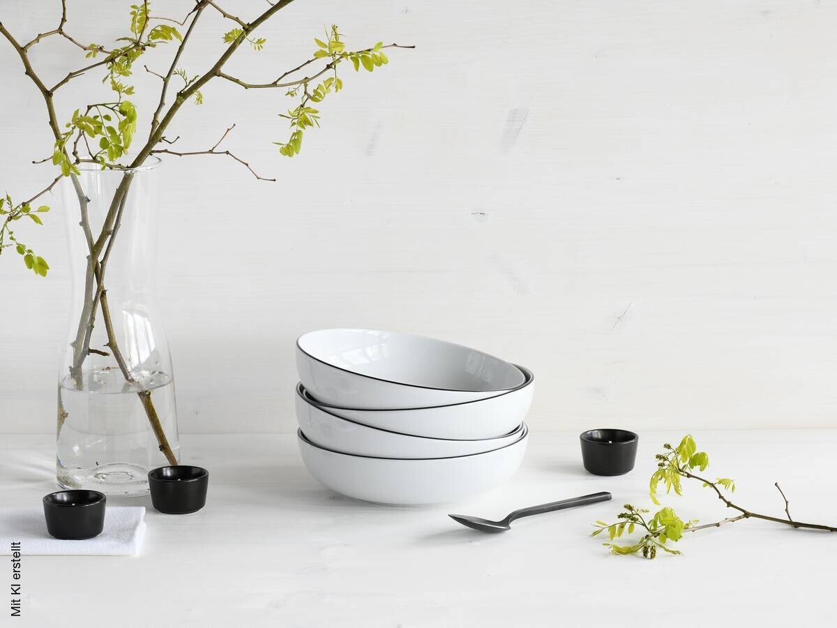 CreaTable Schüssel-Set Allround Black Line schwarz Porzellan