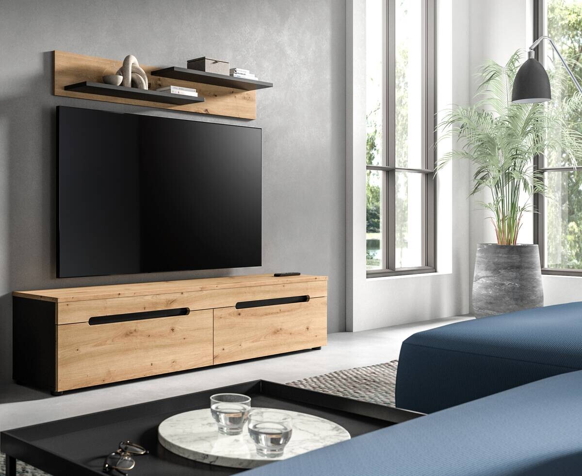 TV-Kommode Canu basaltgrau Nachbildung Artisan Oak Nachbildung B/H/T: ca. 170x38x33 cm
