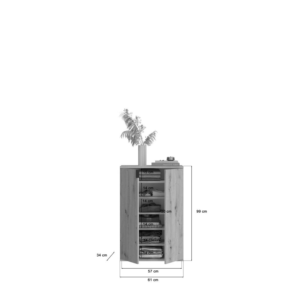 Garderobe PROJEKT Eiche Artisan Nachbildung B/H/T: ca. 91x99x34 cm