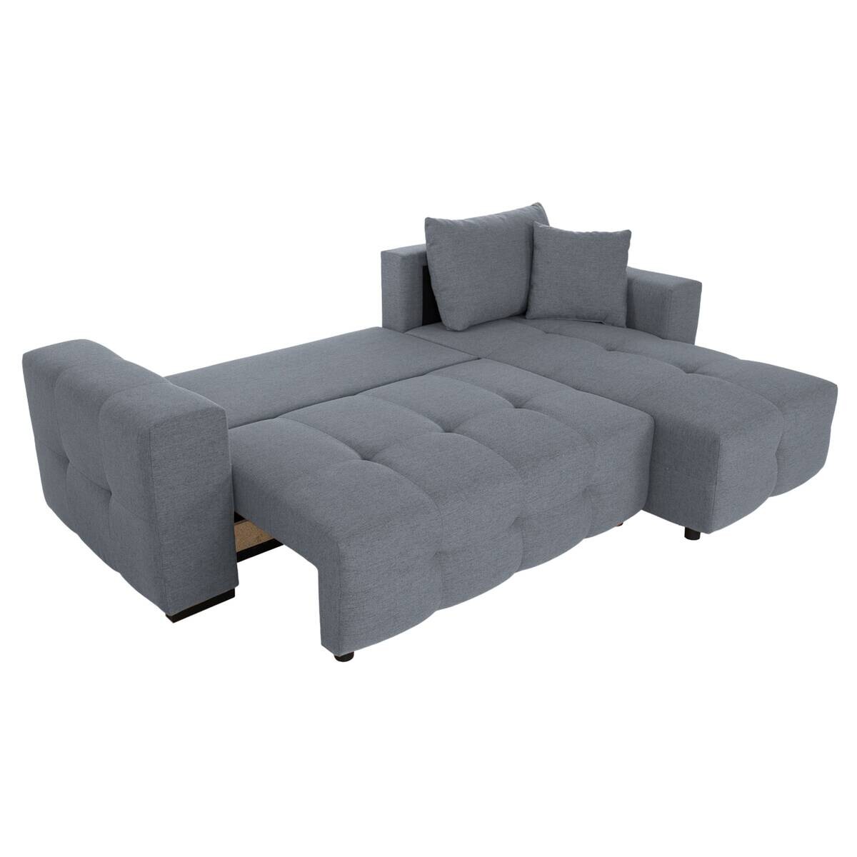 Ecksofa mit Bettfunktion und Bettkasten grau Webstoff B/H/T: ca. 247x83x162 cm