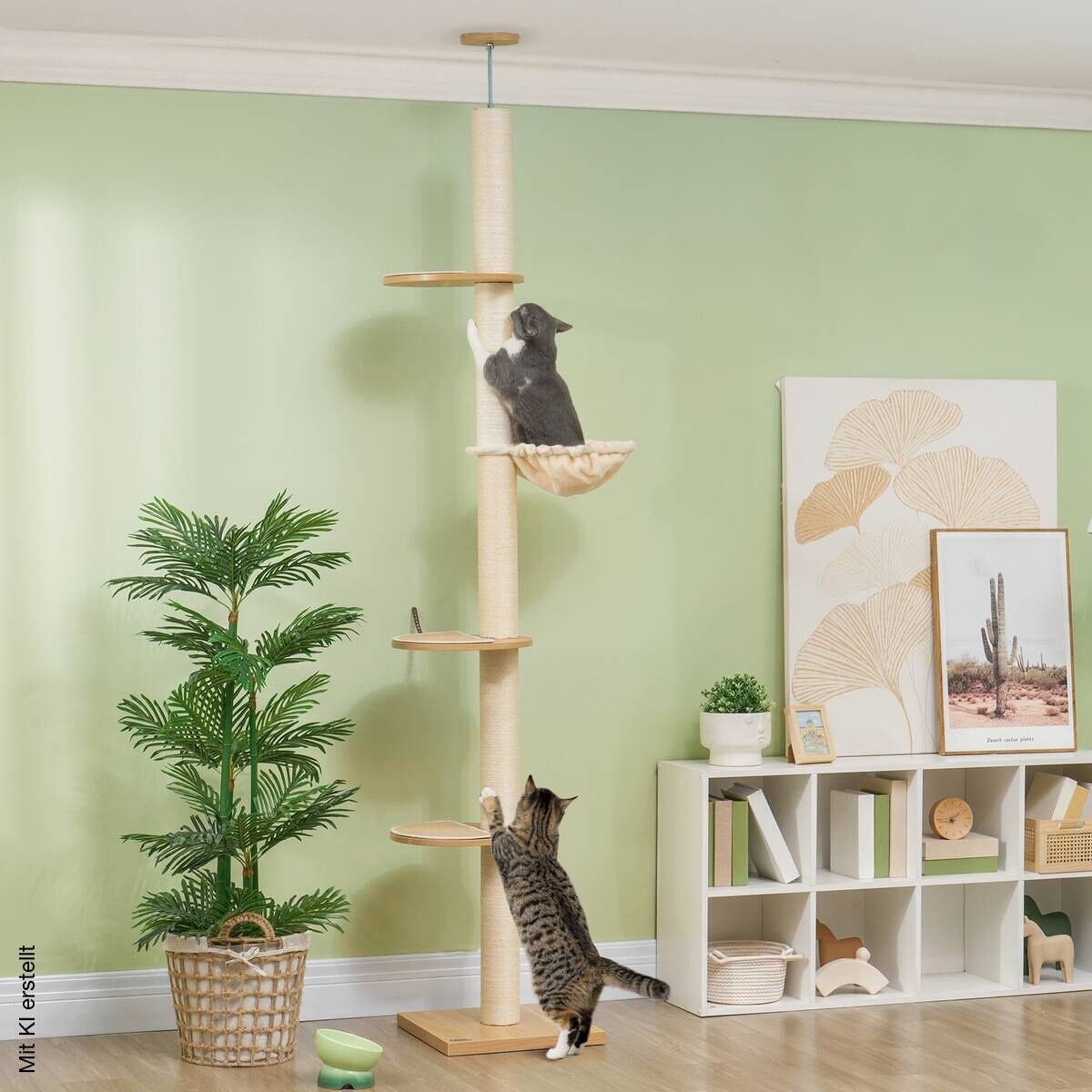 PawHut Kratzbaum Eiche Polyester B/H/L: ca. 40x250x40 cm