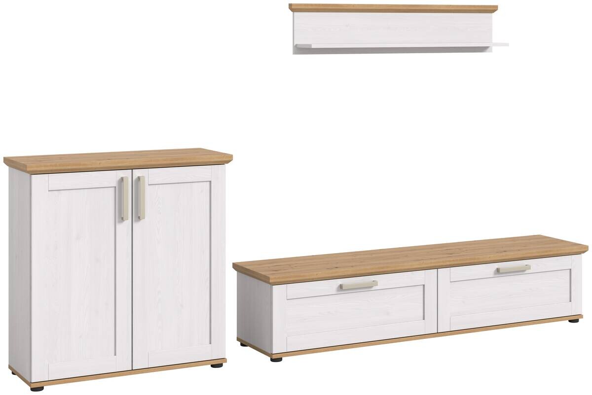 Wohnwand VERONA Lärche Nachbildung Eiche Nachbildung B/H/T: ca. 260x151x40 cm