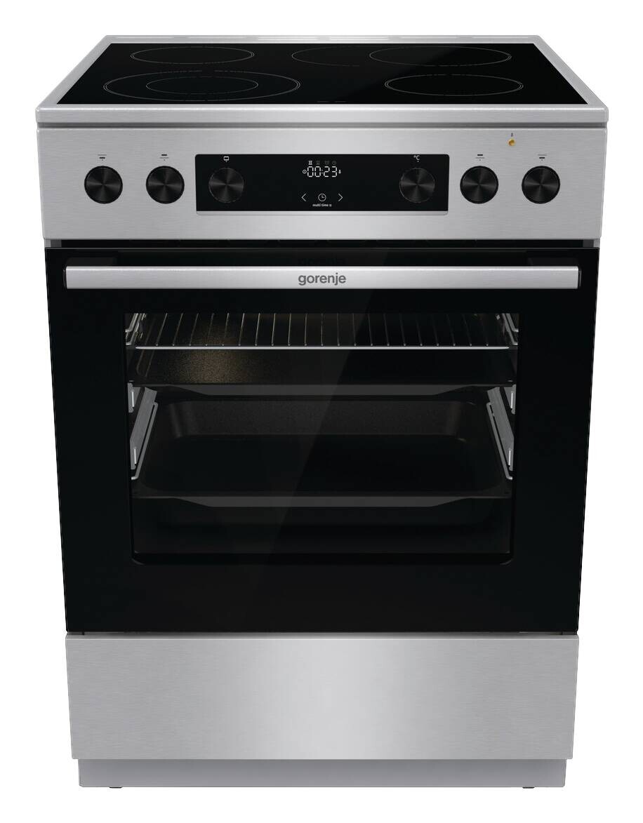 Gorenje Standherd 60cm mit Glaskeramikkochfeld GECS6C70XPA EEK: A Spektrum: A+++ bis D 71l Volumen Edelstahloptik B/H/T: ca. 60x85x60 cm