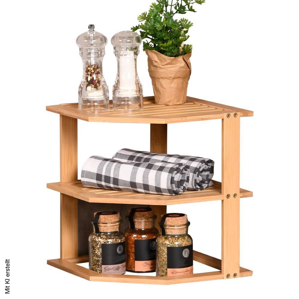 Kesper Kücheneckregal braun Bambus B/H/L: ca. 25x25x28 cm