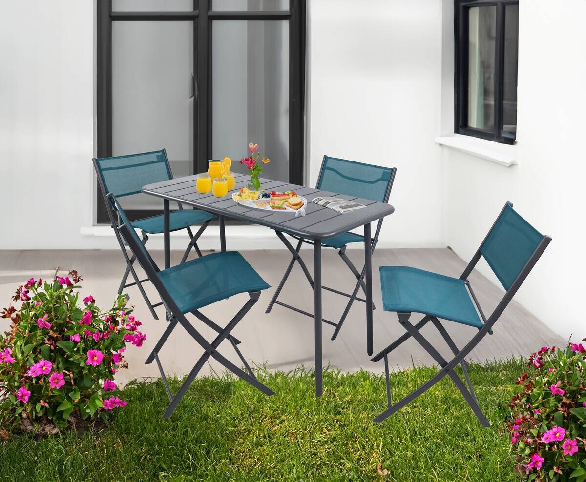 VCM Gartenstuhl 4er Set Sumila türkis Textilene B/H/L: ca. 45x79x46 cm