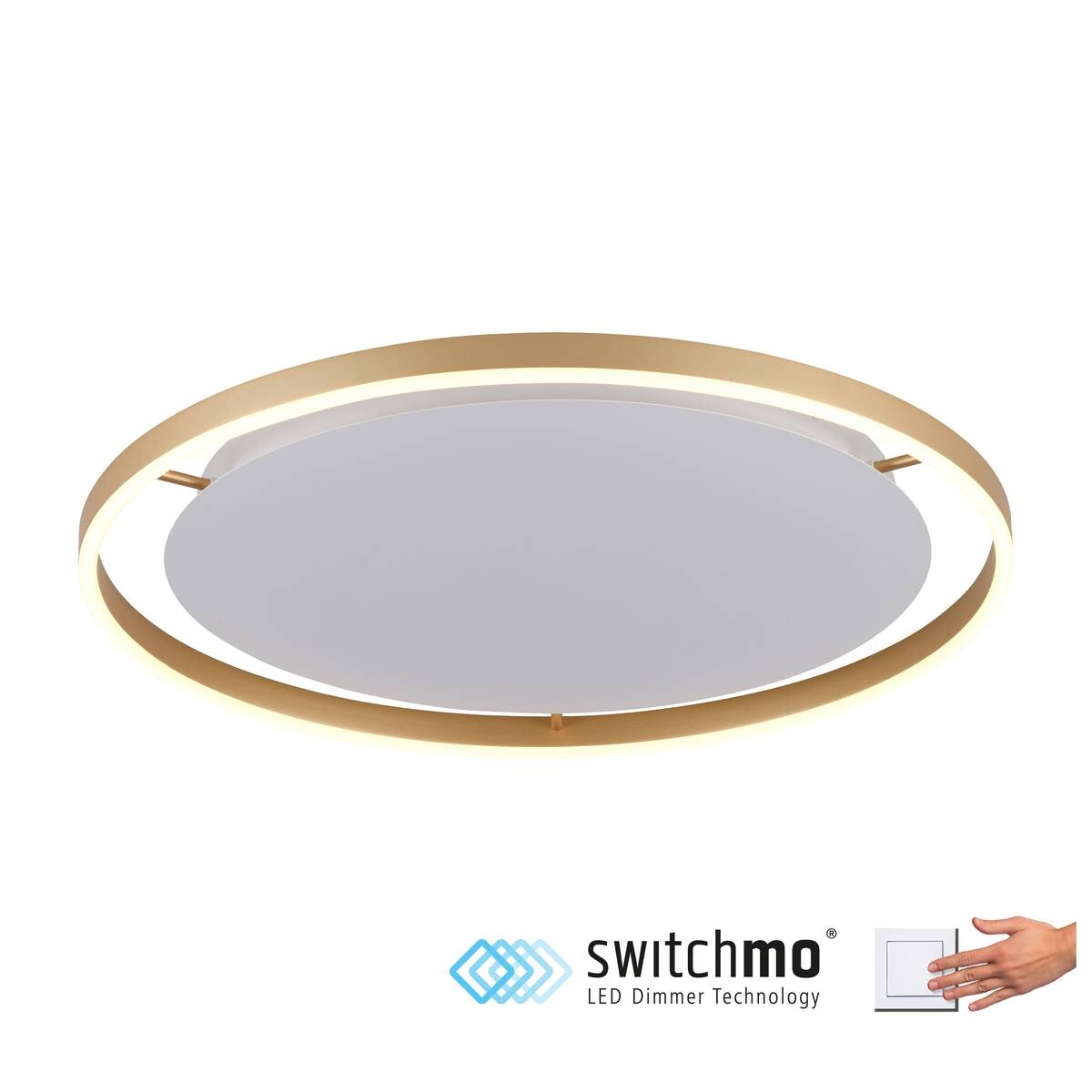 Just Light LED-Deckenleuchte RITUS 15392-60 messing weiß Metall H/D: ca. 5,3x58,5 cm 1 Brennstellen