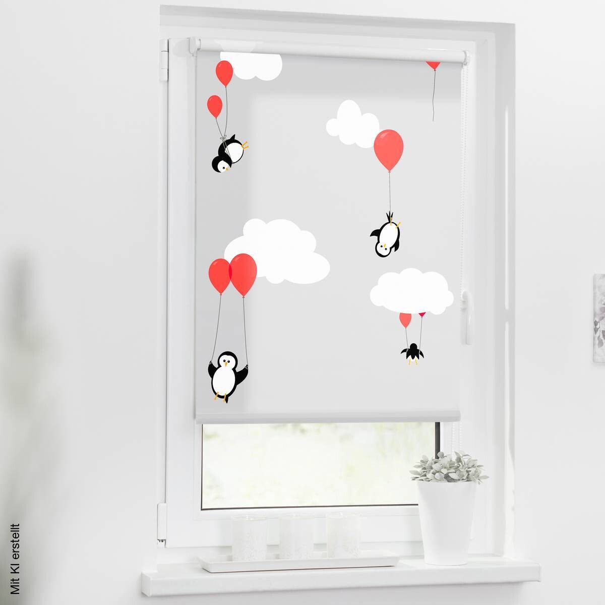 LICHTBLICK Rollo Pinguine rot B/L: ca. 120x150 cm