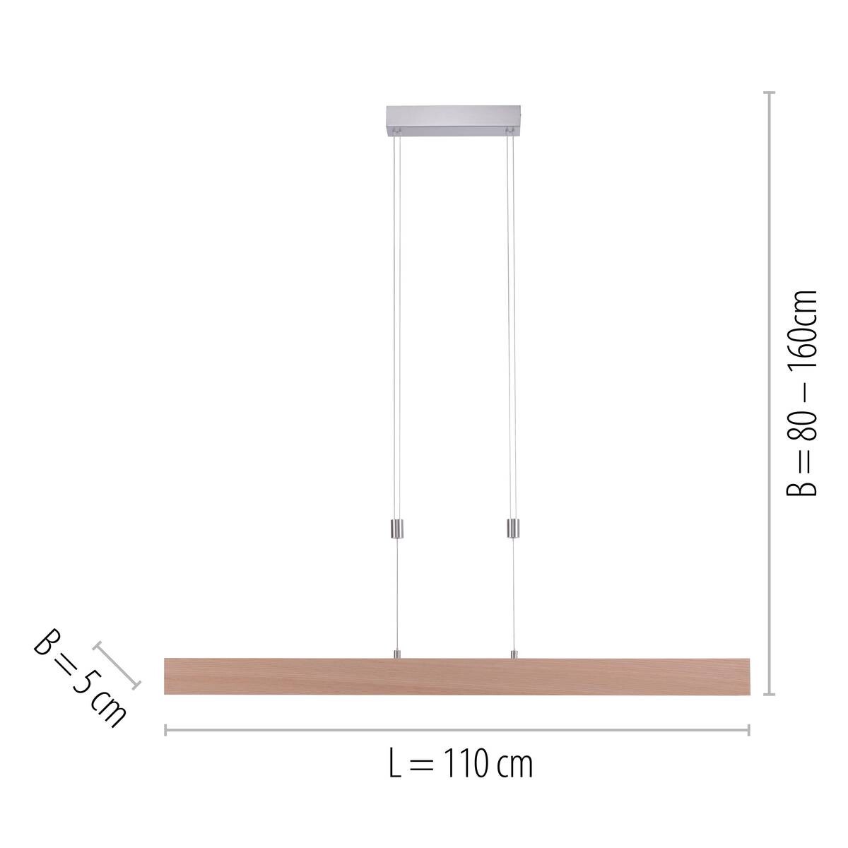 Just Light LED-Pendelleuchte AMANDA 11420-78 natur Aluminium B/H/T: ca. 110x160x5 cm 1 Brennstellen