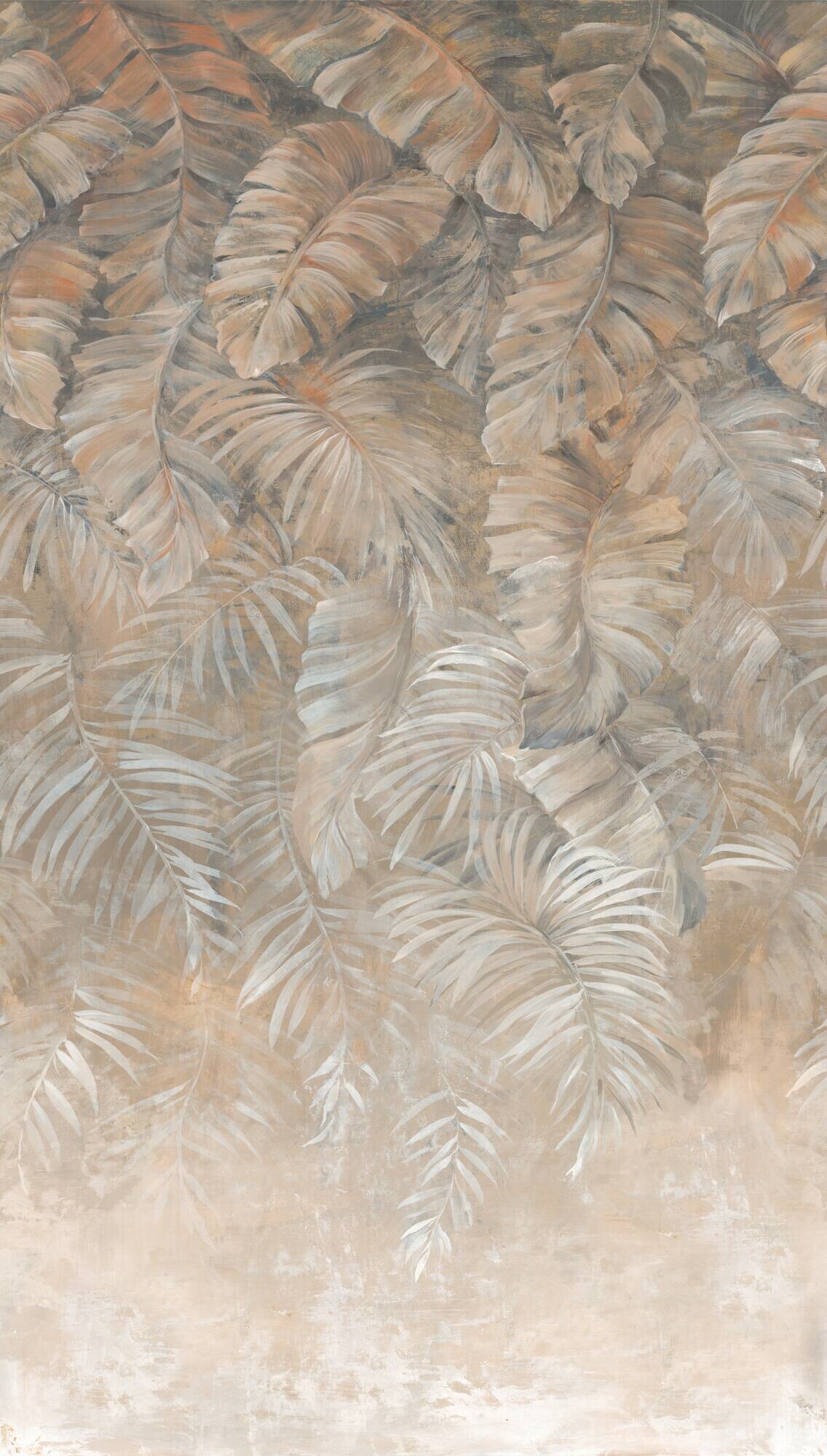 Livingwalls Fototapete Blätter braun beige creme B/L: ca. 280x159 cm