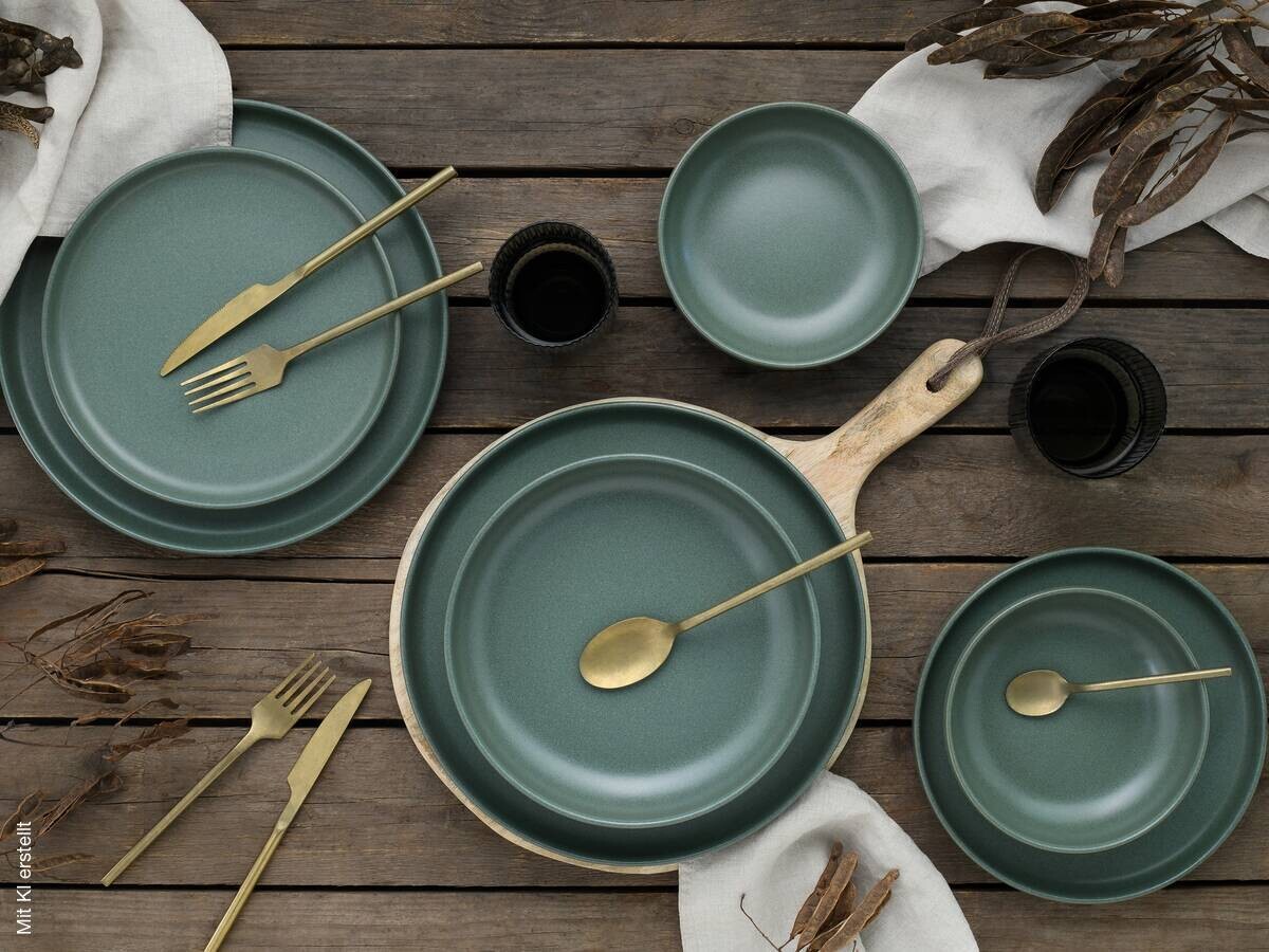 CreaTable Tafelservice grün Steinzeug 8 tlg.