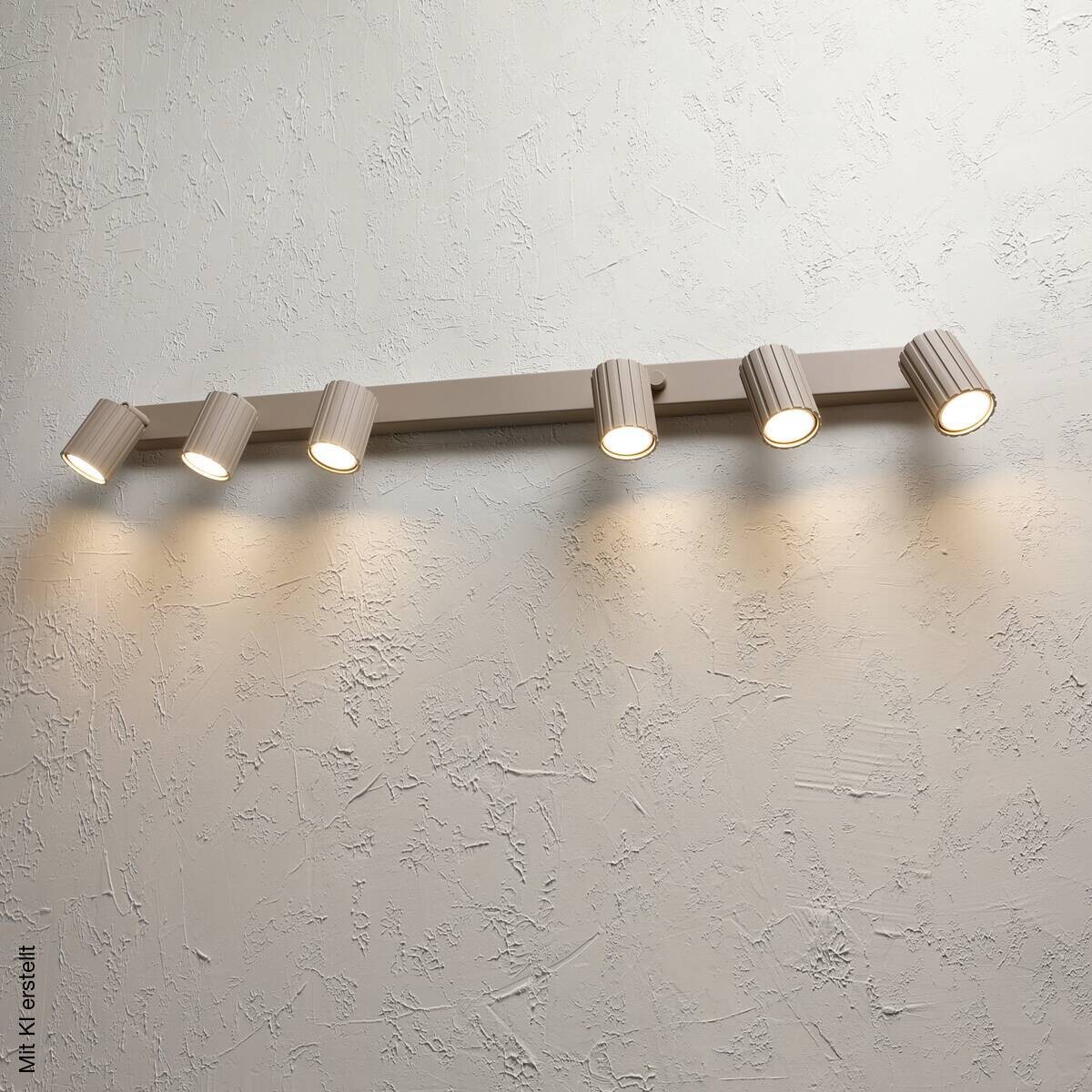 Lamkur Strahler Prisma beige Stahl B/H/L: ca. 6,5x16,5x117 cm 6 Brennstellen