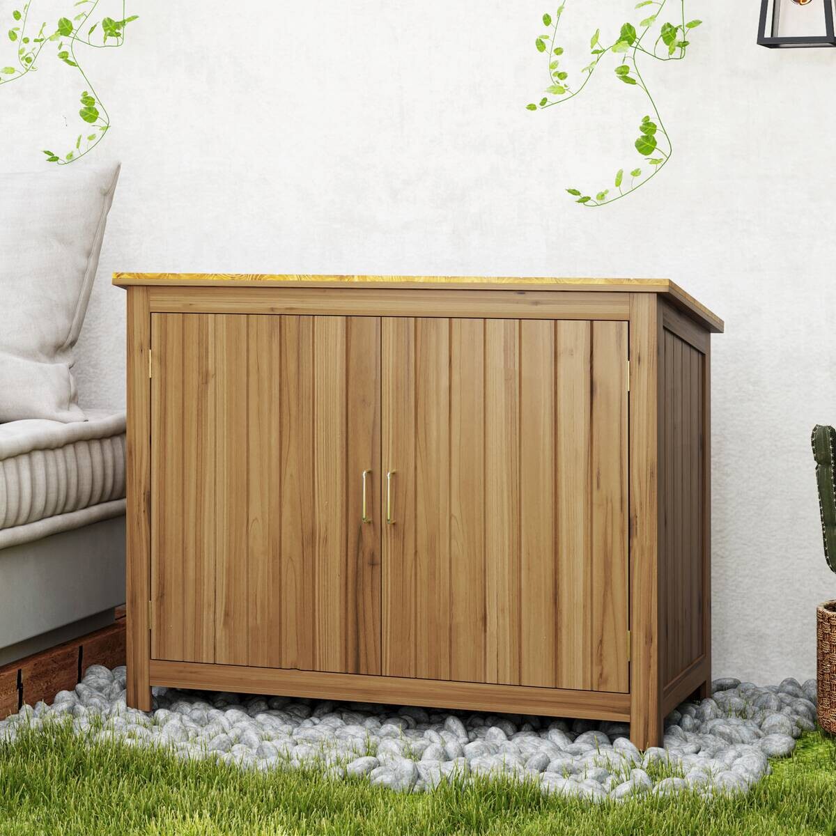 Outsunny Gartenschrank braun Holz B/H/L: ca. 50x85x110 cm