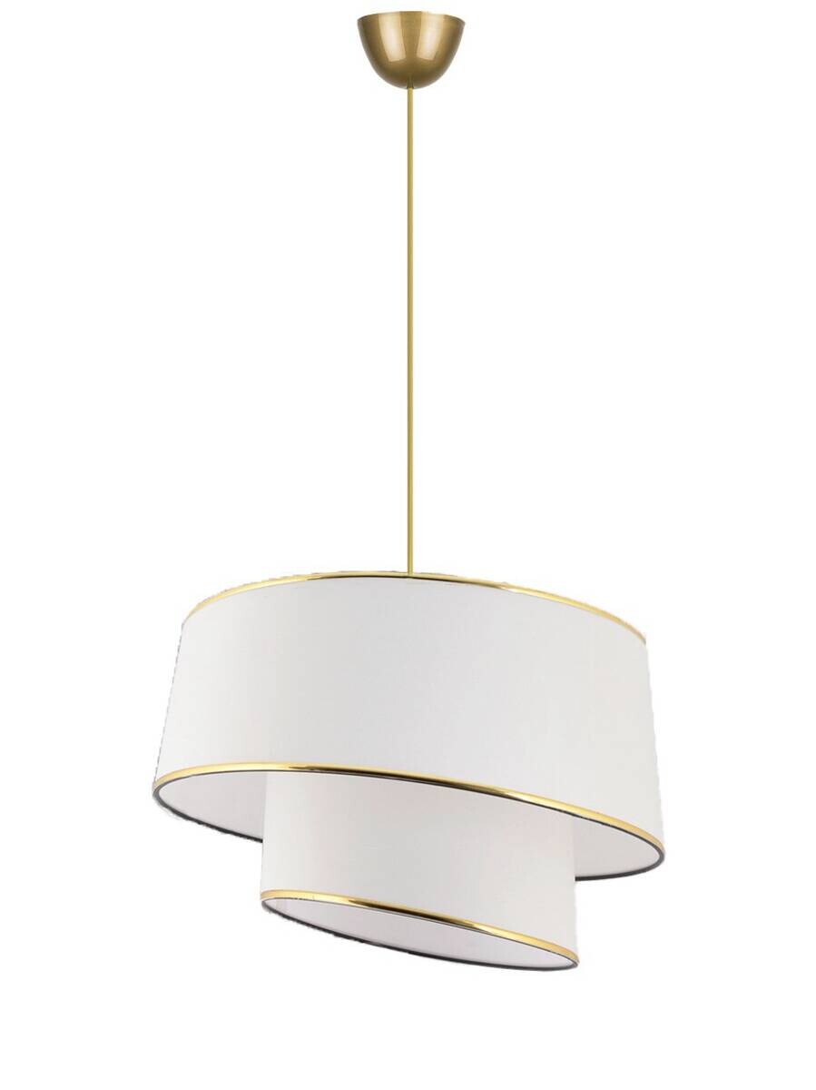 Opviq Pendelleuchte Barette gold weiß Metall Stoff B/H/L: ca. 32x70x32 cm E27 1 Brennstellen