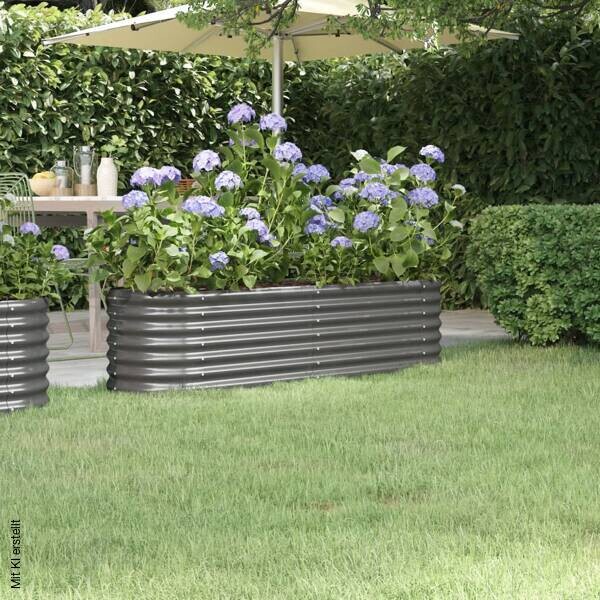 Hochbeet grau Stahl B/H/L: ca. 40x36x152 cm