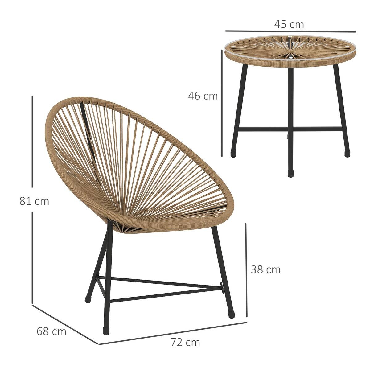 Outsunny Gartenmöbel-Set B/H/L: ca. 68x81x72 cm