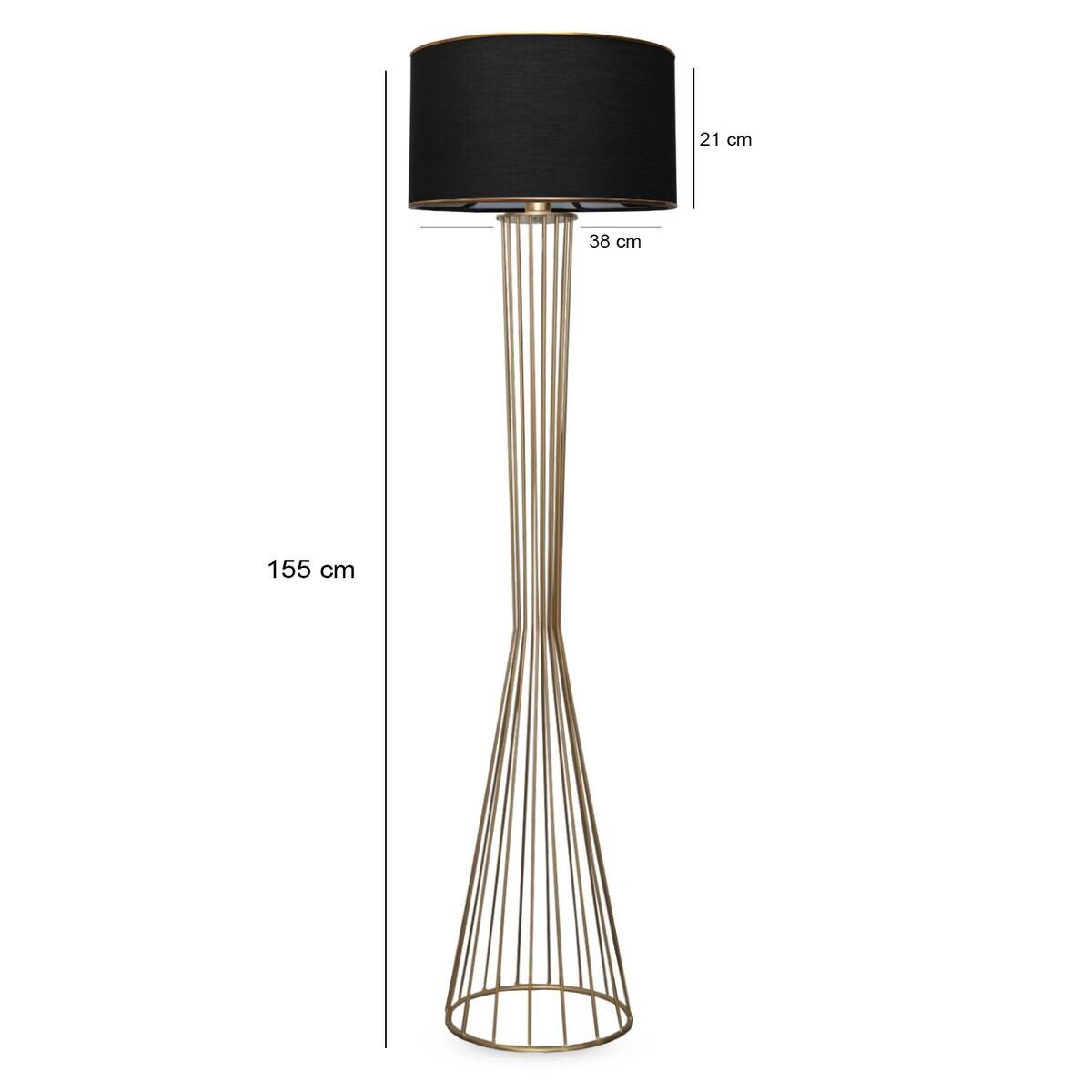 Opviq Stehlampe gold schwarz Metall B/H/T/L/D: ca. 38x155x38x38x38 cm E27 1 Brennstellen