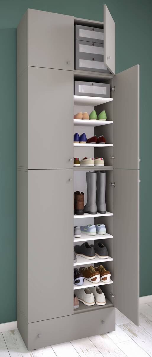 Schuhschrank Lona grau weiß B/H/T: ca. 70x240x39 cm