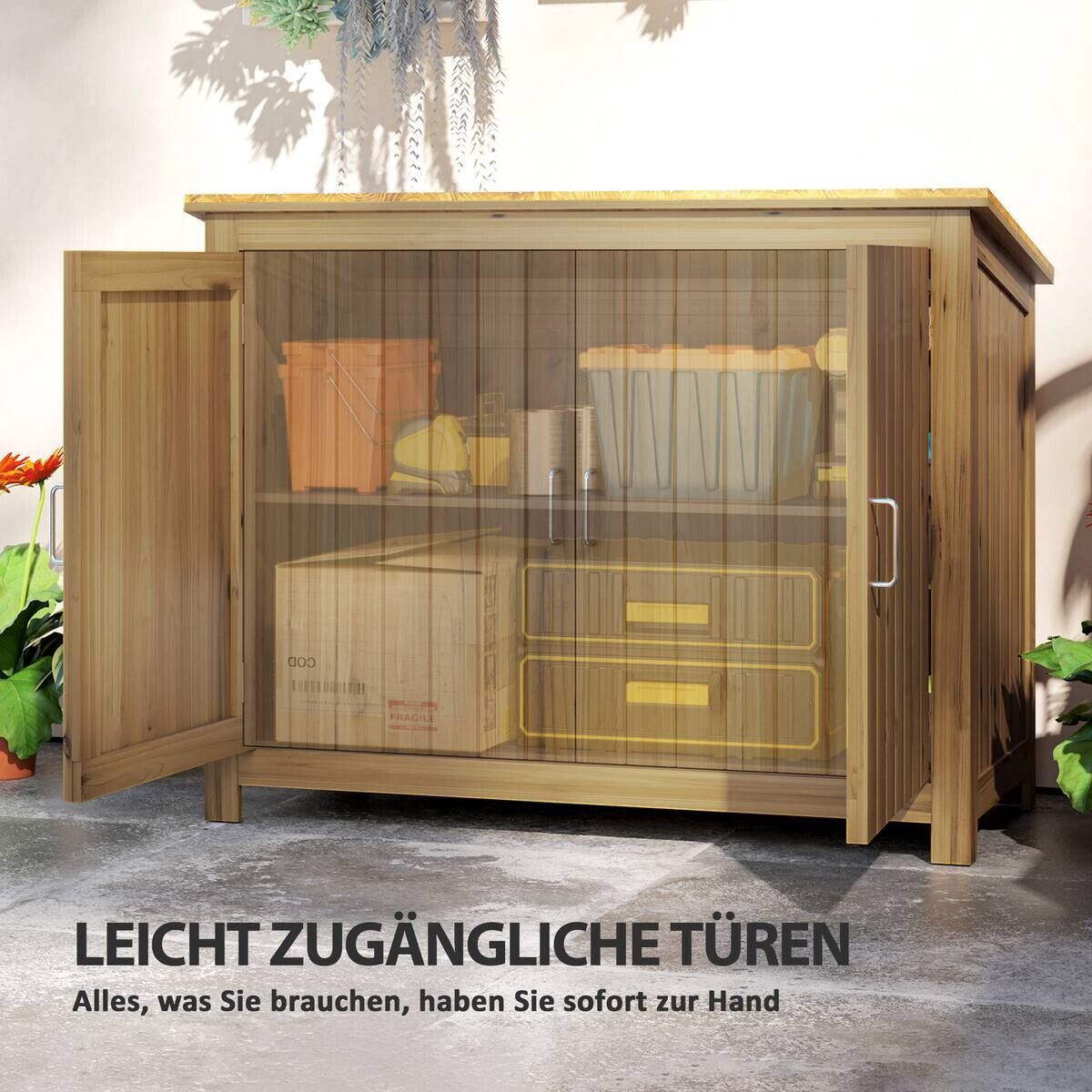 Outsunny Gartenschrank braun Holz B/H/L: ca. 50x85x110 cm
