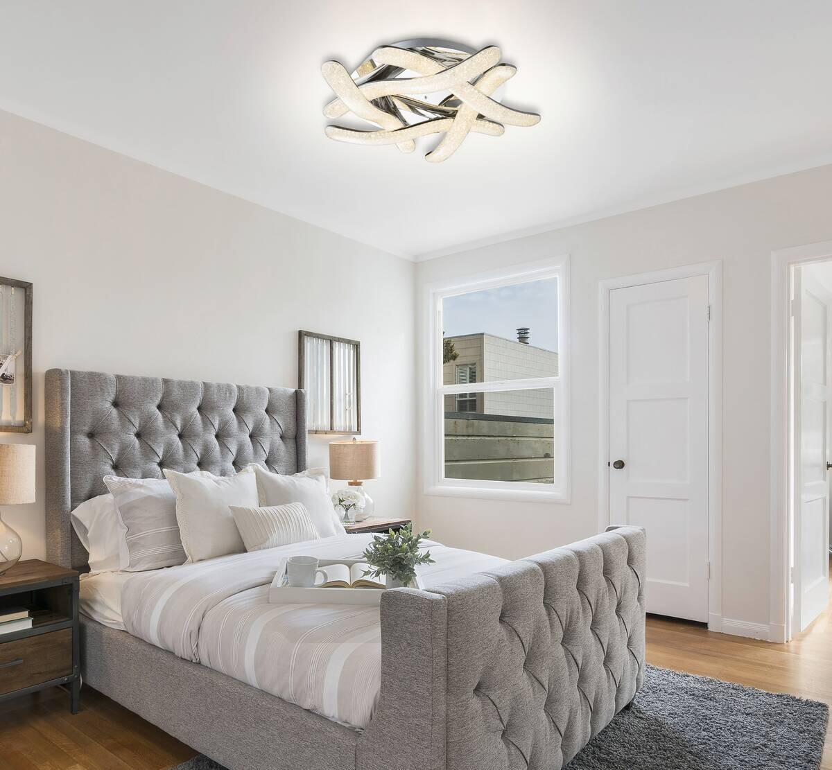 POCOline LED-Deckenleuchte Lio Chrom Metall Acryl B/H/L: ca. 32x12,5x75 cm