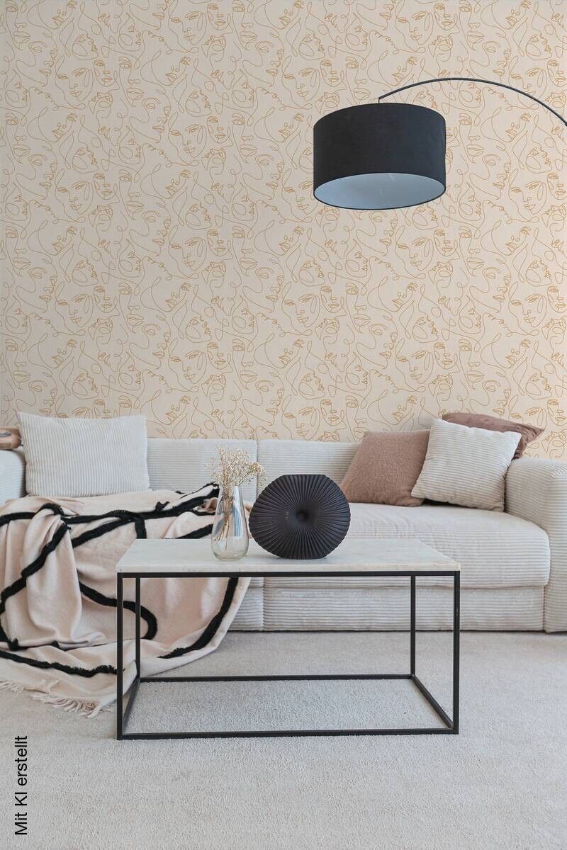 Vliestapete Abstrakt gold weiß B/L: ca. 53x1005 cm