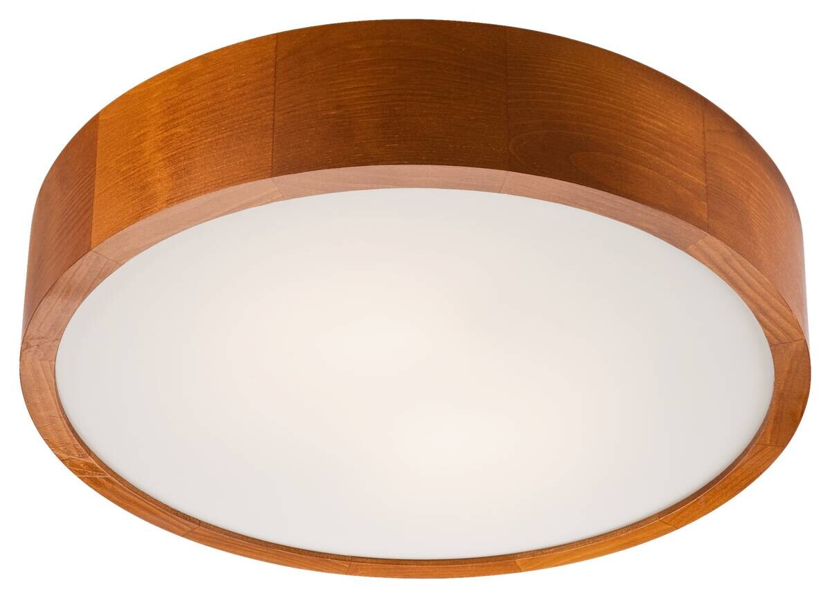 Lamkur Deckenleuchte rustikal Holz Glas B/H/L: ca. 38,5x12x38,5 cm 2 Brennstellen