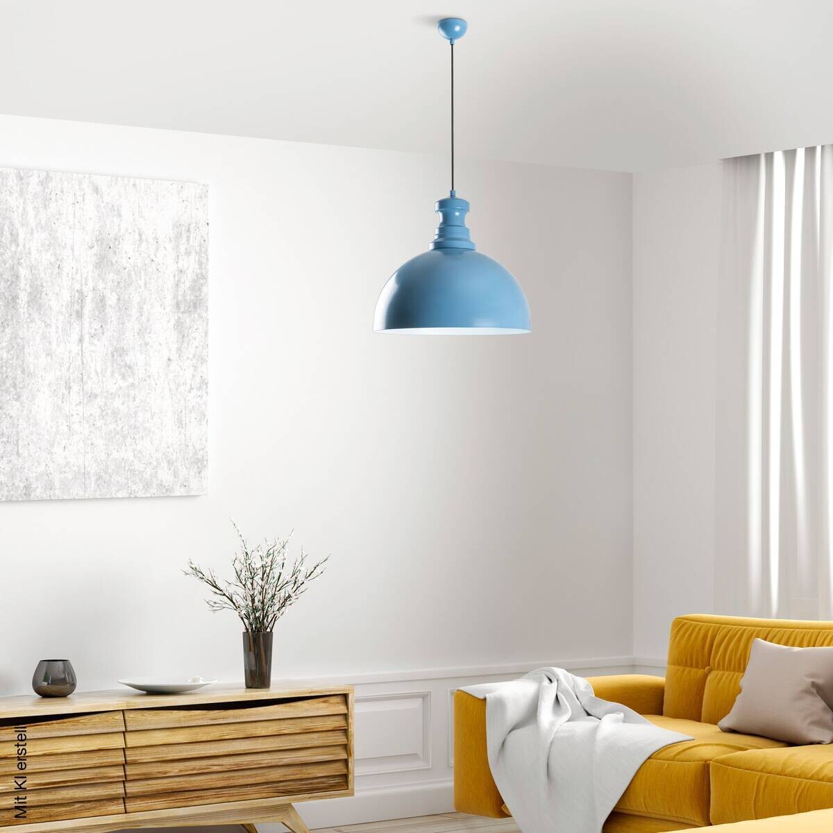 Opviq Pendelleuchte blau B/H/T: ca. 40x134x40 cm E27 1 Brennstellen